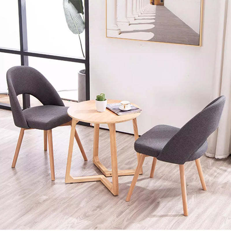 Modern Cotton Leather Wood Dining Chair