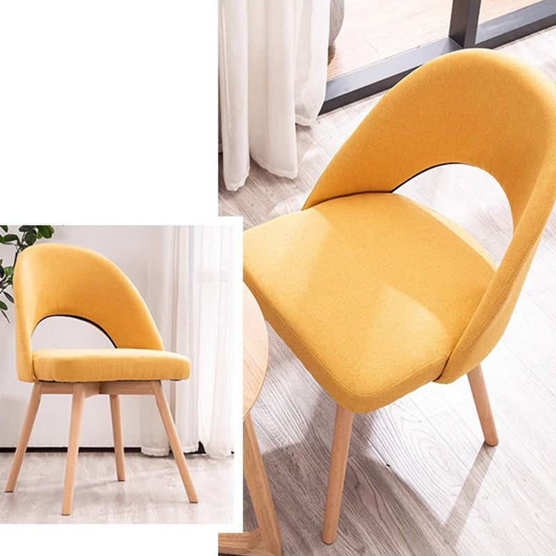 Modern Cotton Leather Wood Dining Chair