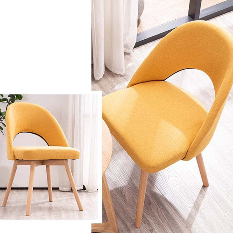 Modern Cotton Leather Wood Dining Chair