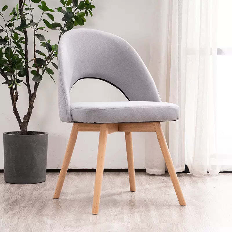 Modern Cotton Leather Wood Dining Chair