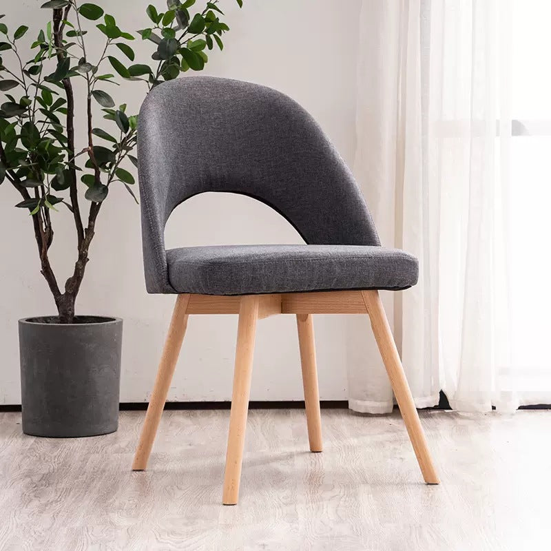 Modern Cotton Leather Wood Dining Chair