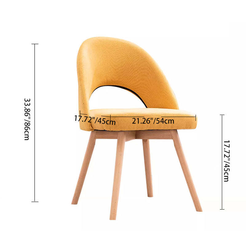 Modern Cotton Leather Wood Dining Chair — Cotton - Dark Green