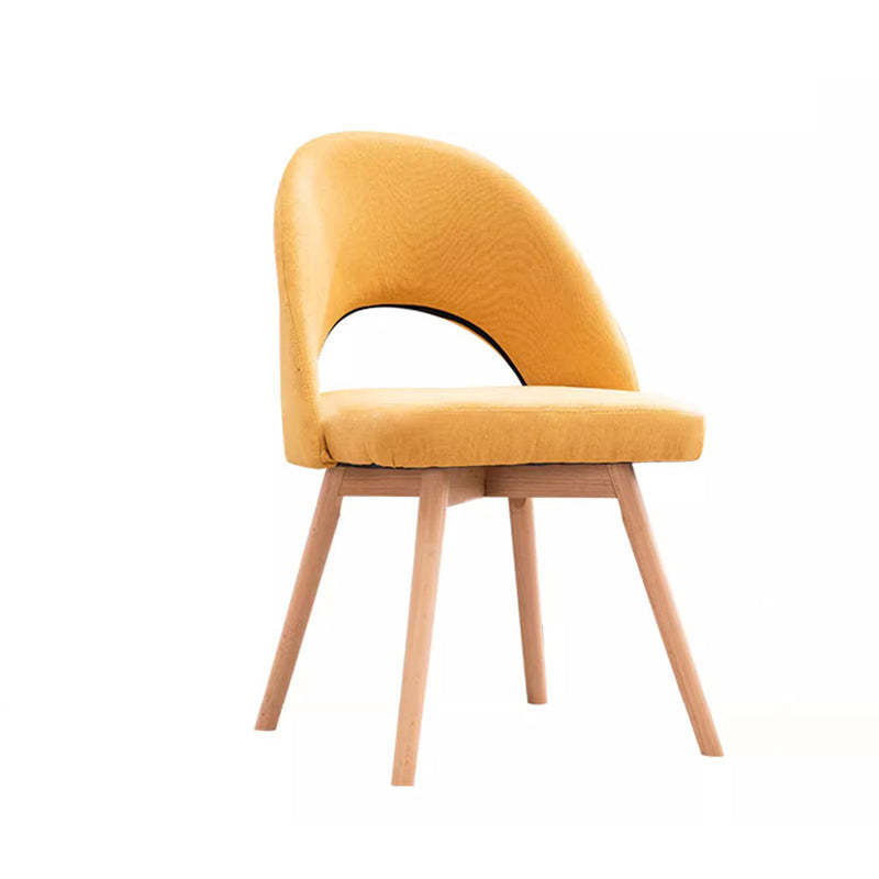 Modern Cotton Leather Wood Dining Chair
