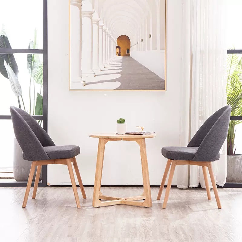Modern Cotton Leather Wood Dining Chair