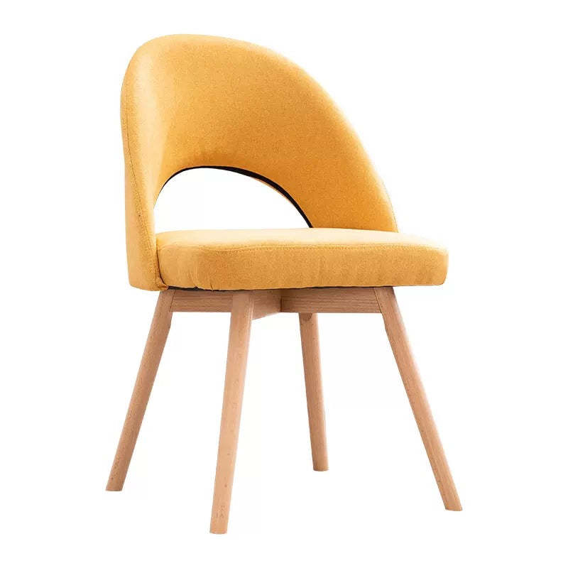 Modern Cotton Leather Wood Dining Chair