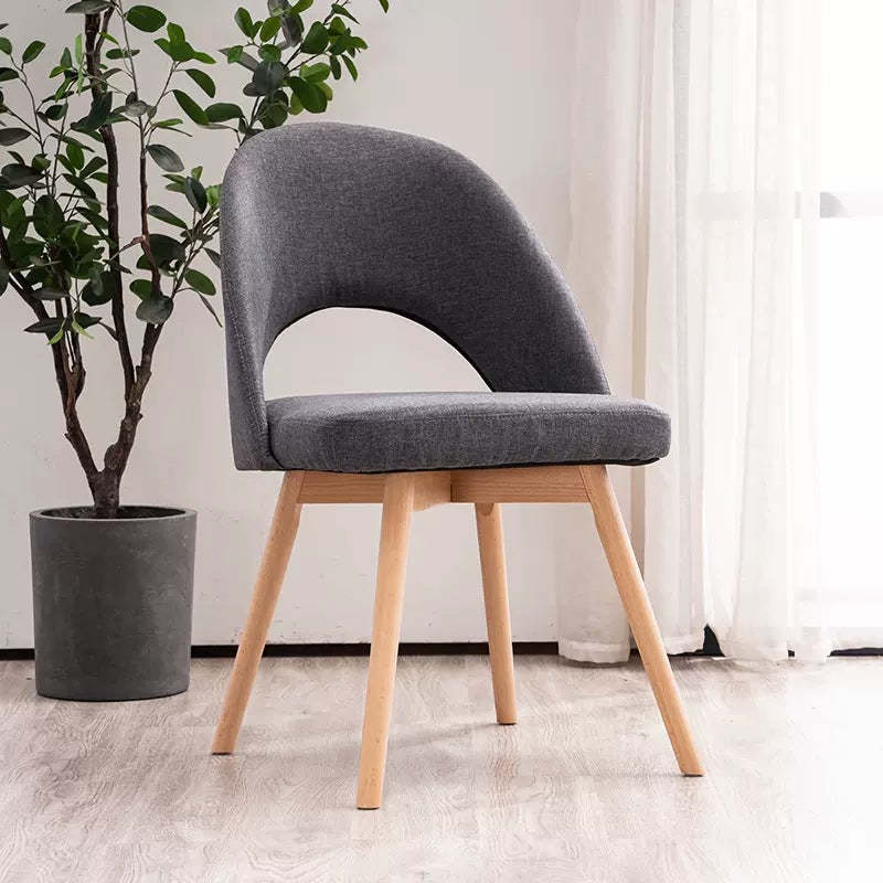 Modern Cotton Leather Wood Dining Chair