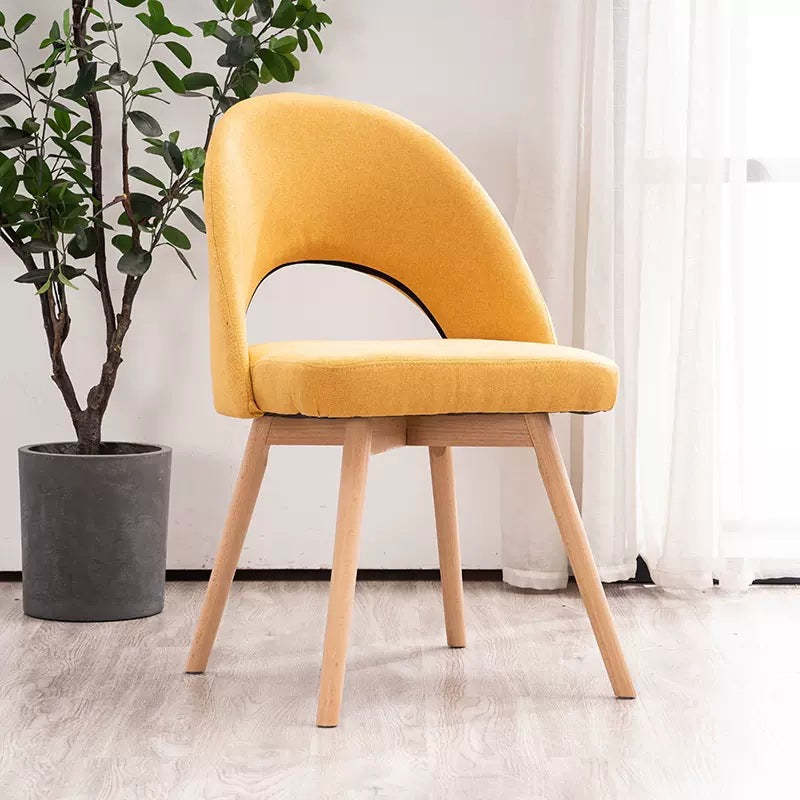 Modern Cotton Leather Wood Dining Chair