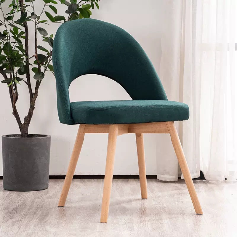 Modern Cotton Leather Wood Dining Chair
