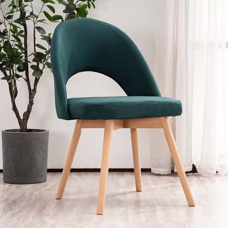 Minimalist cotton wood leather dining chairs & benches, Lighom — Dark Green