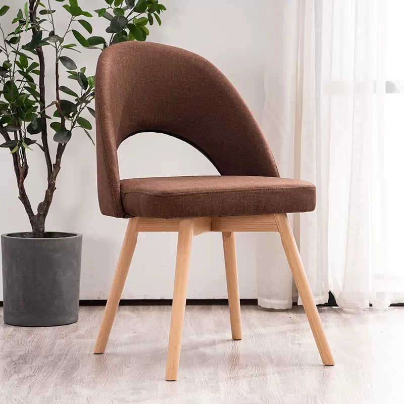 Modern Cotton Leather Wood Dining Chair