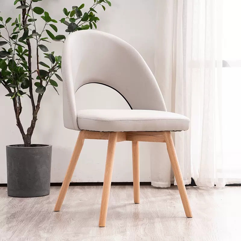 Modern Cotton Leather Wood Dining Chair