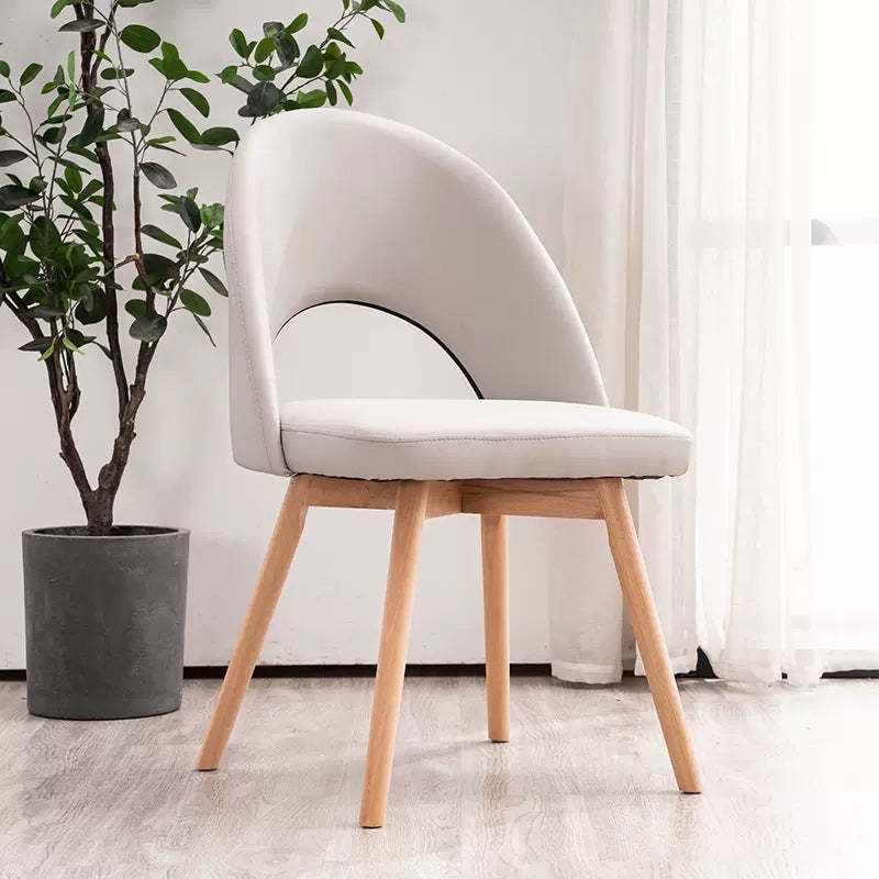 Modern Cotton Leather Wood Dining Chair