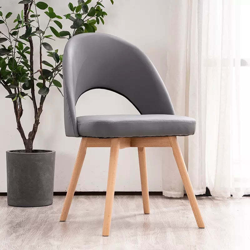 Modern Cotton Leather Wood Dining Chair