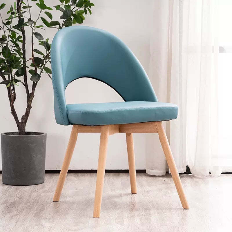 Modern Cotton Leather Wood Dining Chair