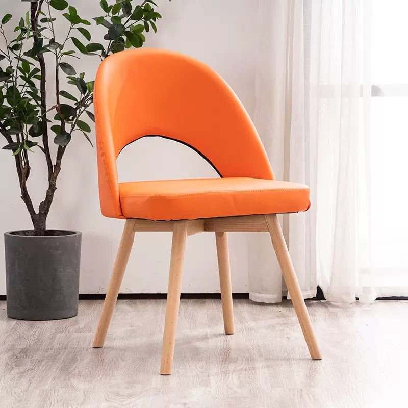 Modern Cotton Leather Wood Dining Chair