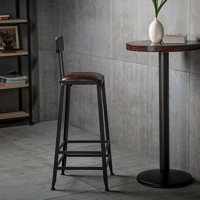 Industrial Leather Iron Bar Stool