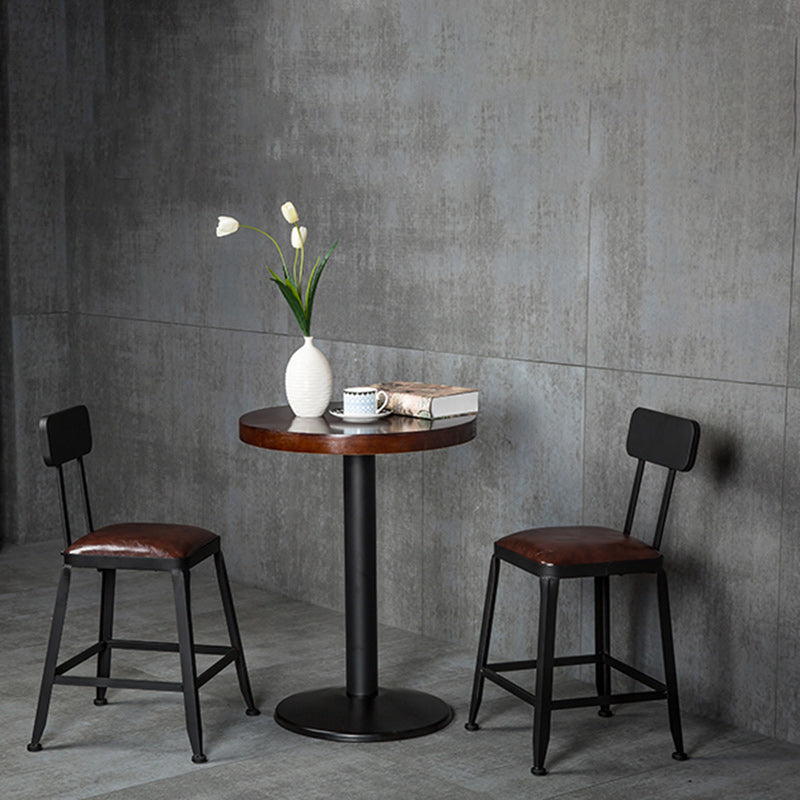 Industrial Leather Iron Bar Stool