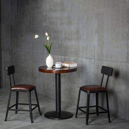 Industrial Leather Iron Bar Stool