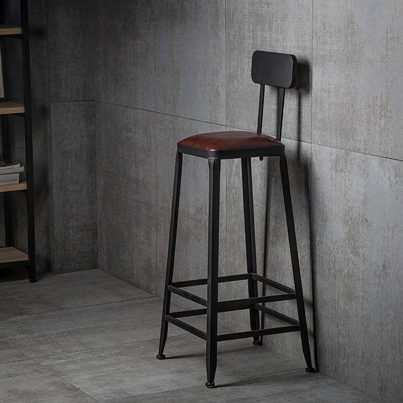 Industrial Leather Iron Bar Stool