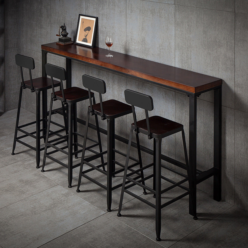 Industrial Leather Iron Bar Stool