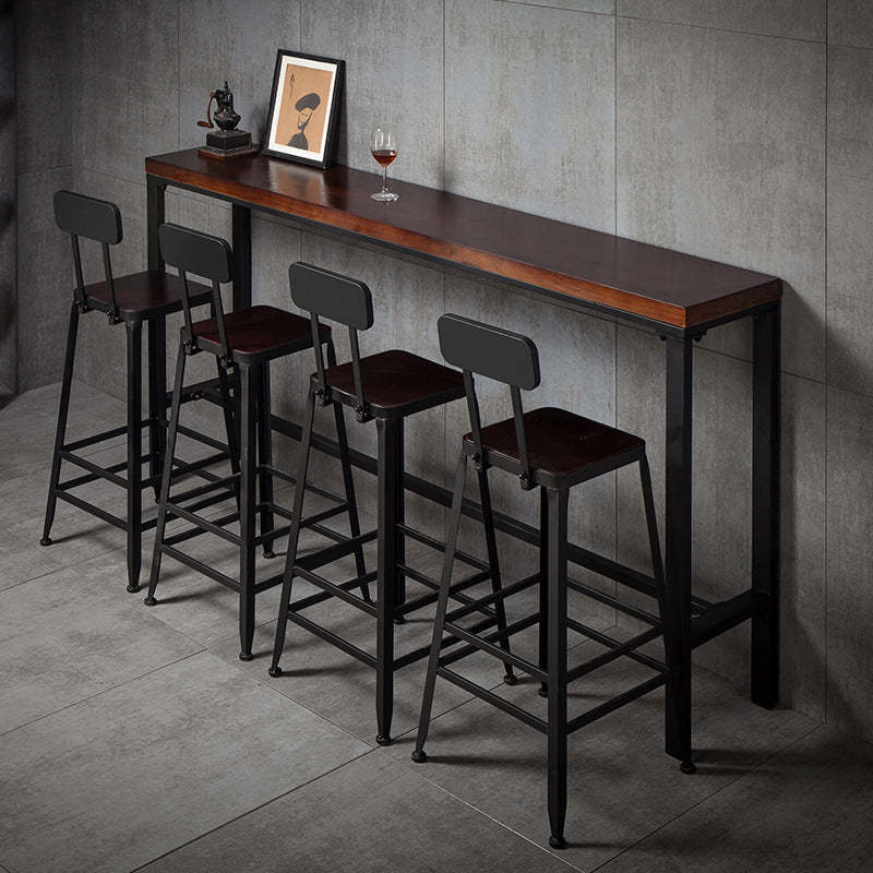 Industrial Leather Iron Bar Stool