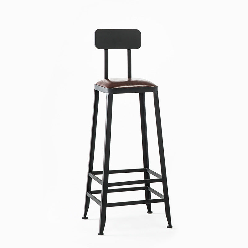 Industrial Leather Iron Bar Stool