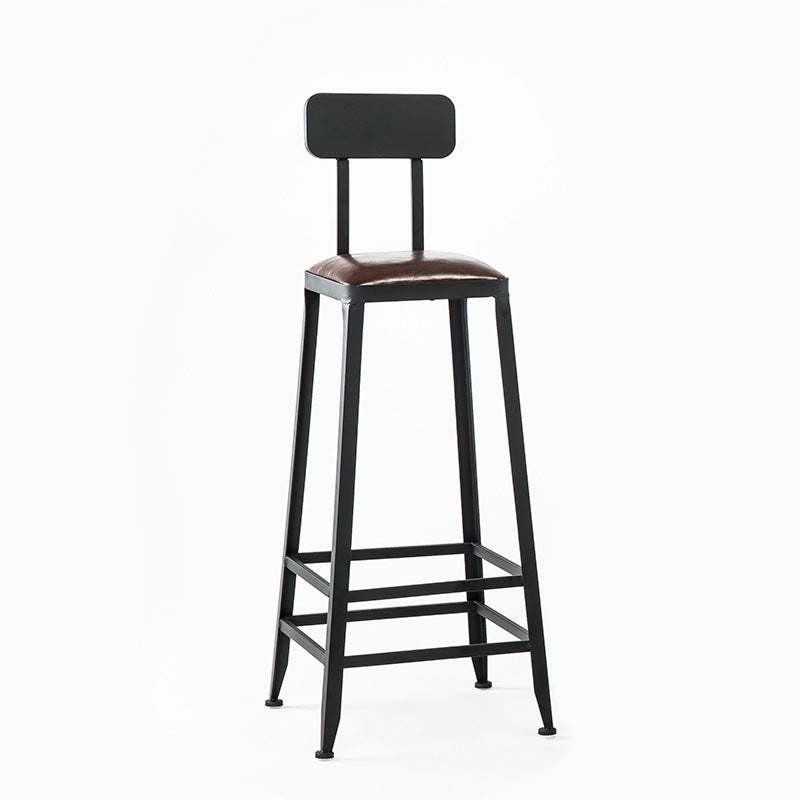 Industrial Leather Iron Bar Stool