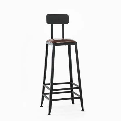 Industrial Leather Iron Bar Stool