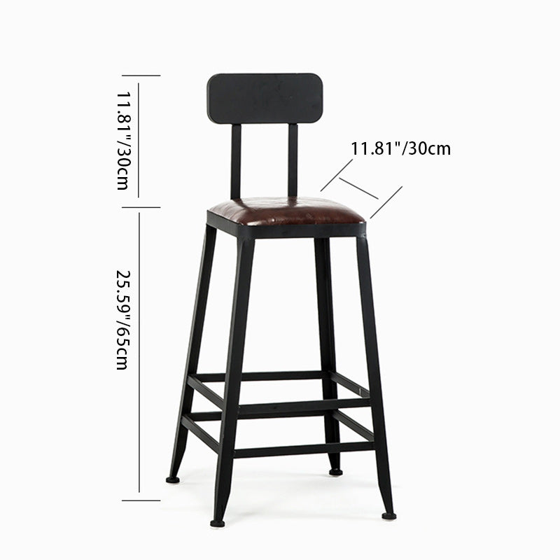Industrial Leather Iron Bar Stool