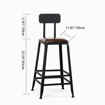 Industrial Leather Iron Bar Stool