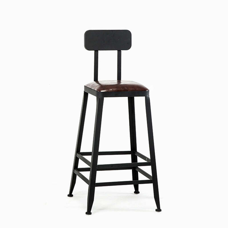 Industrial Leather Iron Bar Stool