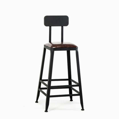 Industrial Leather Iron Bar Stool