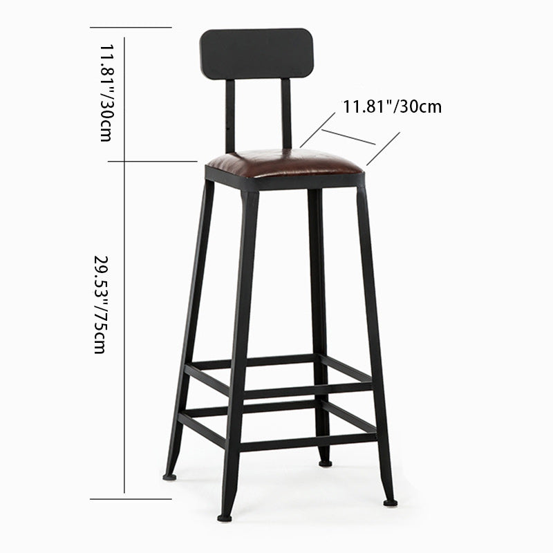 Industrial Leather Iron Bar Stool