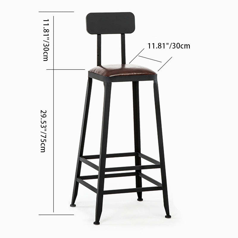 Industrial Leather Iron Bar Stool