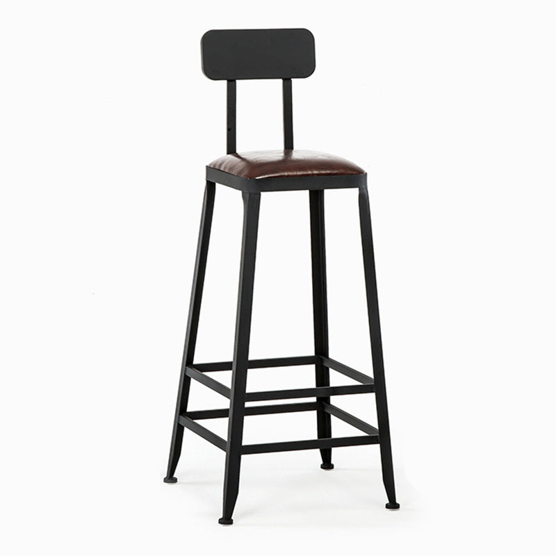 Industrial Leather Iron Bar Stool