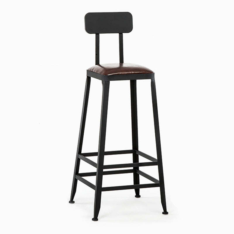 Industrial Leather Iron Bar Stool