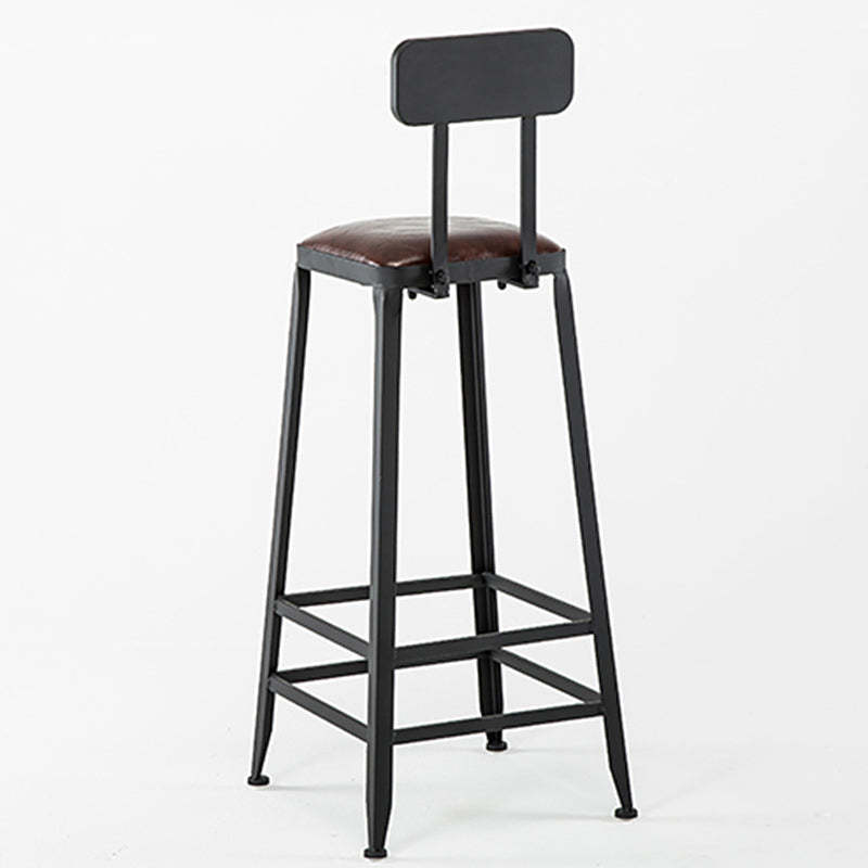 Industrial Leather Iron Bar Stool
