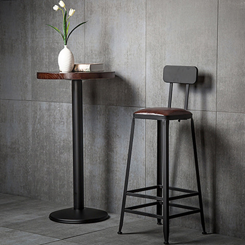 Industrial Leather Iron Bar Stool