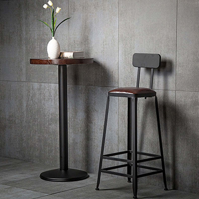 Industrial Leather Iron Bar Stool