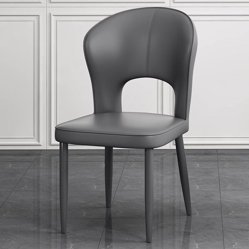 Scandinavian Leather Steel Dining Chair