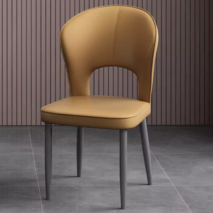Scandinavian Leather Steel Dining Chair — Ginger