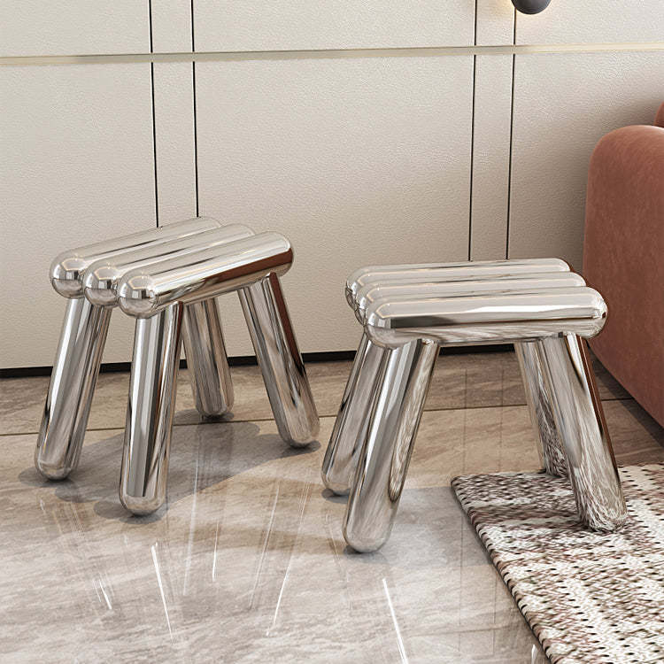 Art Deco Trapezoid Stainless Steel Stool