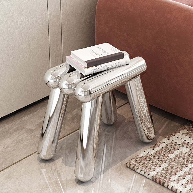 Art Deco Trapezoid Stainless Steel Stool