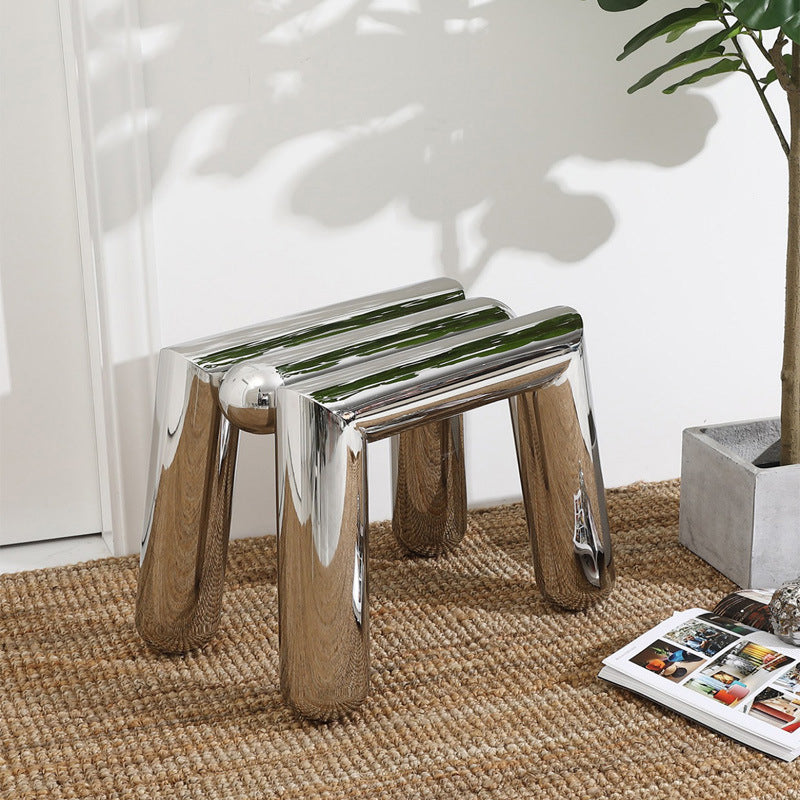 Art Deco Trapezoid Stainless Steel Stool