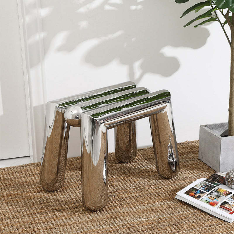 Art Deco Trapezoid Stainless Steel Stool
