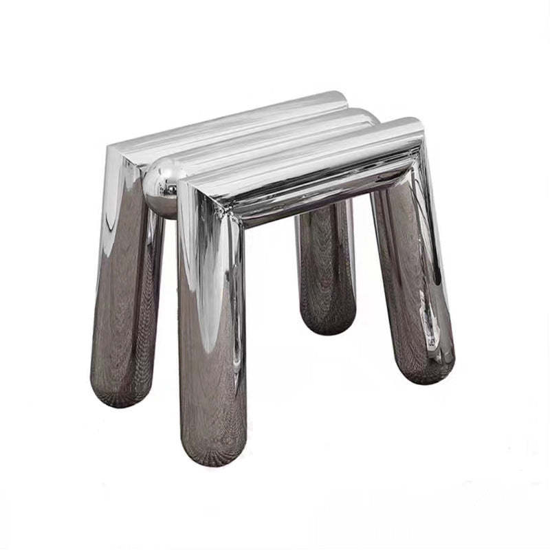 Art Deco Trapezoid Stainless Steel Stool