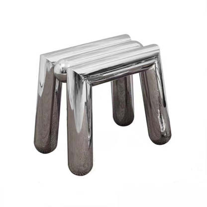 Art Deco Trapezoid Stainless Steel Stool