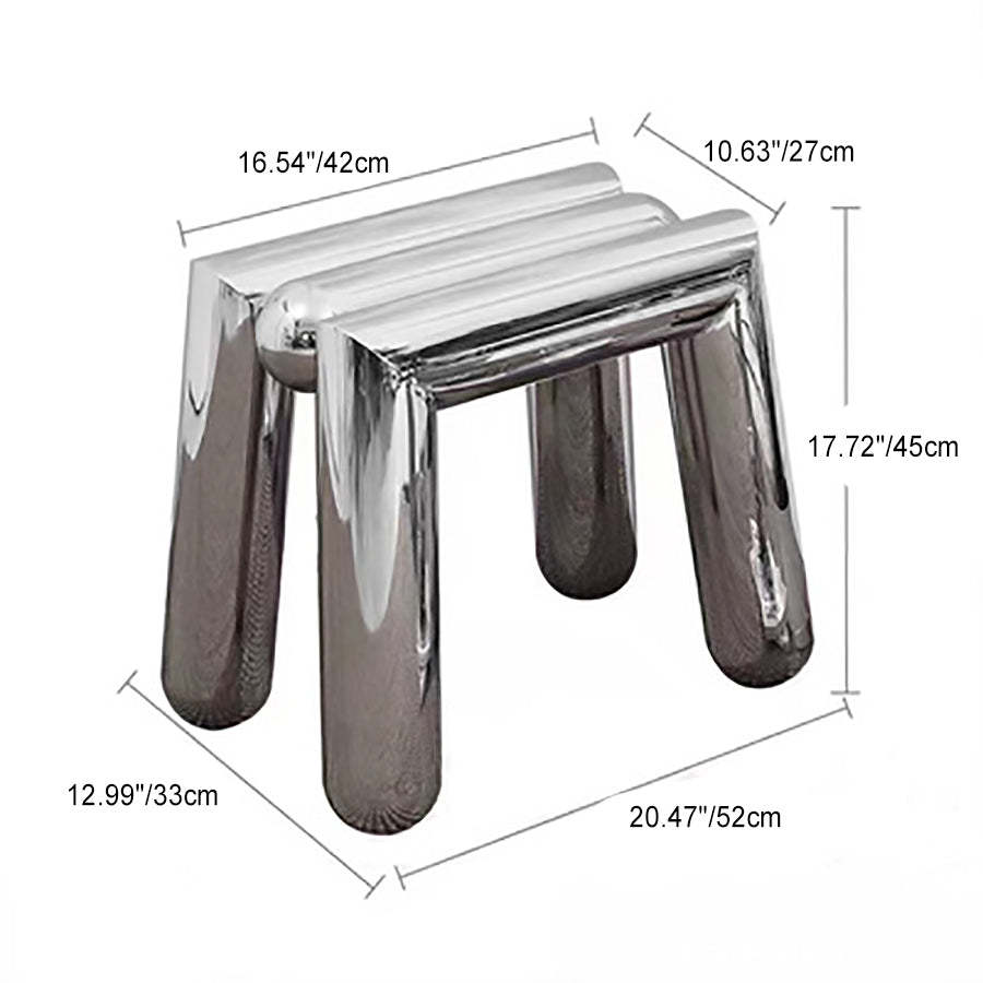 Art Deco Trapezoid Stainless Steel Stool