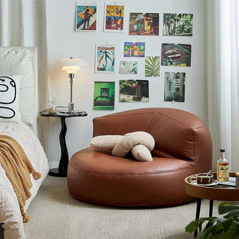 Nordic EPS Leather Sofa — Sofa + Footstool / Brown