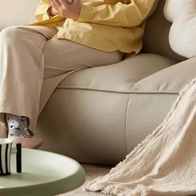 Nordic EPS Leather Sofa — Sofa + Footstool / Off White